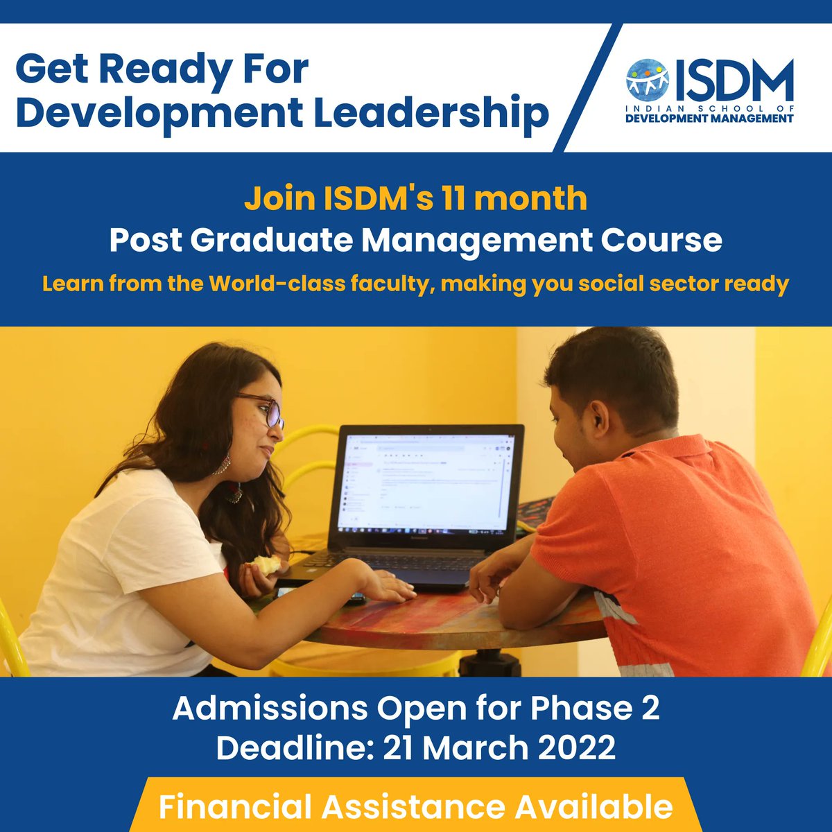 ISDM_ORG_IN's tweet photo. The PGP-DM Program at ISDM prepares managers and leaders for the social sector who can build world-class efficiently managed Social Purpose Organisations.

Application Deadline: 21 March 2022 

Start your application now: https://t.co/WoFP6RC5HA

#ISDMDifference #ISDMAdmissions https://t.co/zf1OVlhqCy