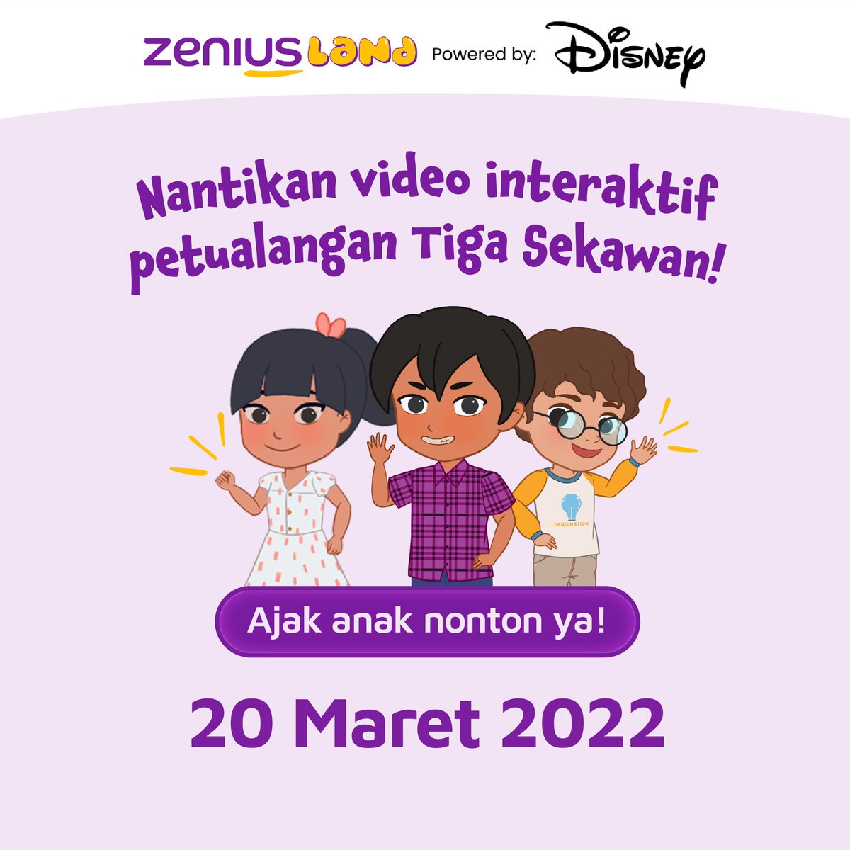 ZeniusLand's tweet photo. Yuk, ajak anak untuk nonton Series Tiga Sekawan Memburu Pencuri ya Ayah &amp; Ibu, pada Hari Bercerita di tanggal 20 Maret 2022☺️

Jangan lupa subscribe dan nyalakan notifikasi YouTube channel #ZeniusLand sekarang! 

Klik link di bio yaa😉 https://t.co/LkM6wvUWCf