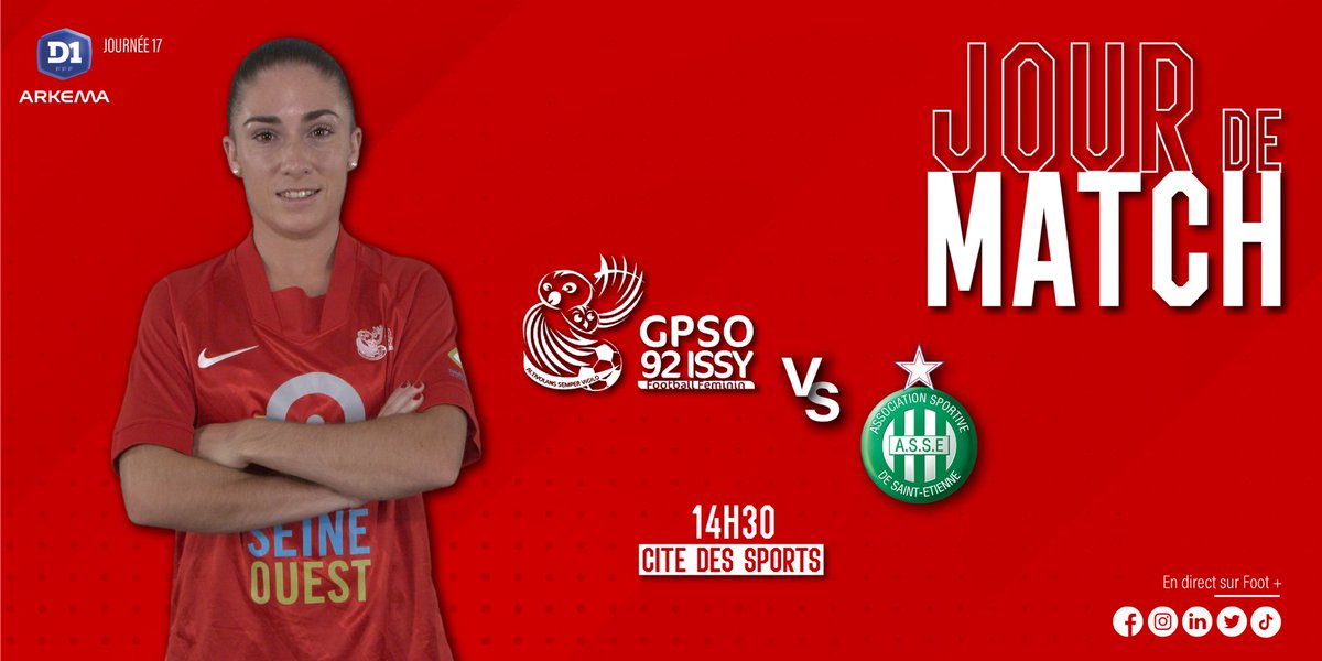 𝐉𝐎𝐔𝐑 𝐃𝐄 𝐌𝐀𝐓𝐂𝐇 ⚔️

🆚 <a href="/ASSEFeminines/">ASSE Féminines 👸</a> 
🕑 14h30
🏟 Cité des Sports
🎥 En direct sur Foot +
💬 En live sur notre compte Twitter 

#GPSOASSE #AllezlesChouettes 🦉🔴⚪️