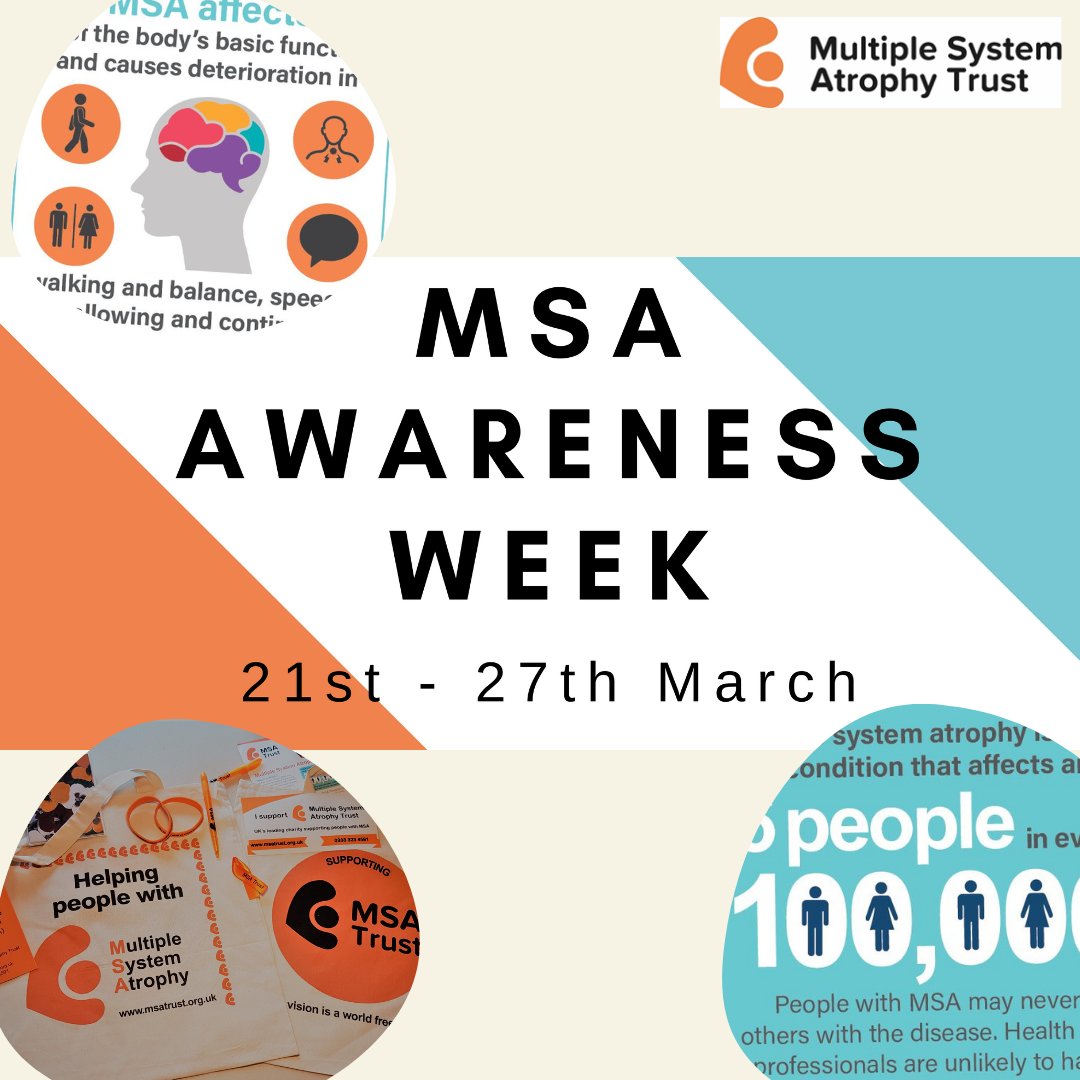 MSAtrust's tweet photo. It's MSA Awareness Week this coming week and we would like for you to join us as we shed light on Multiple System Atrophy.
You can help by sharing our social posts using #MSAAwarenessWeek or purchase our awareness packs here: https://t.co/KVGOvM0dig https://t.co/HxJKFNU3y3