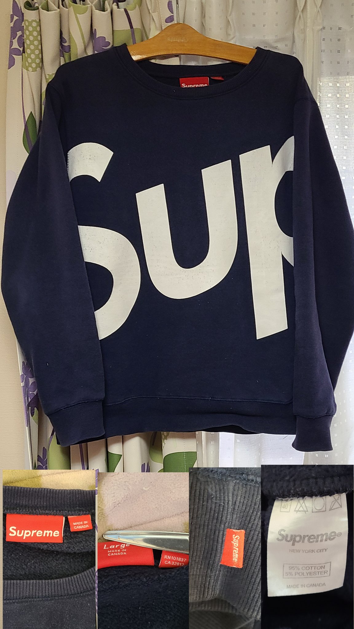 激安店舗 初期 カナダ製 Supreme ボックスロゴパーカー 紙タグ 紺XL