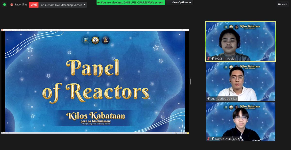 StDominic2022's tweet photo. Ang Panel of Reactors ay kasalukuyang nagpapahayag ng kanilang mga saloobin tungkol sa usapan.
#KilosKabataanParaSaKinabukasan
#DominiKKK2022
#DominGoUSTe https://t.co/Cspx5jZ9iz