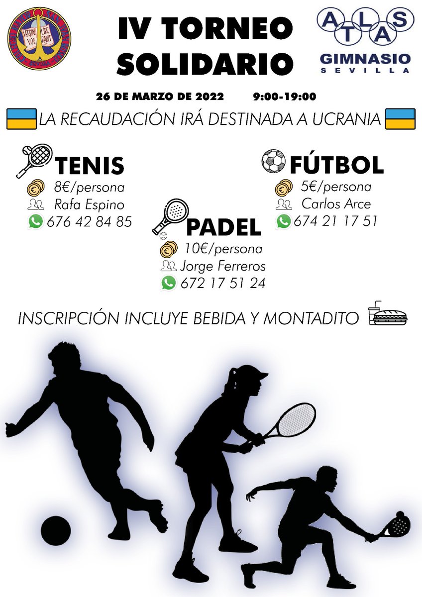 ¡Aún hay plazas! ▶️Apúntate 
Próximo sábado , a beneficio de la crisis de #Ucrania , 
en el <a href="/mayordonbosco/">CMU SAN JUAN BOSCO</a> con la colaboración del <a href="/AtlasGimnasio/">Atlas Gimnasio</a> 🏓⚽️ 
#Solidaridad <a href="/SalesianosSMX/">Salesianos SMX - #UnSueñoParaTi</a>