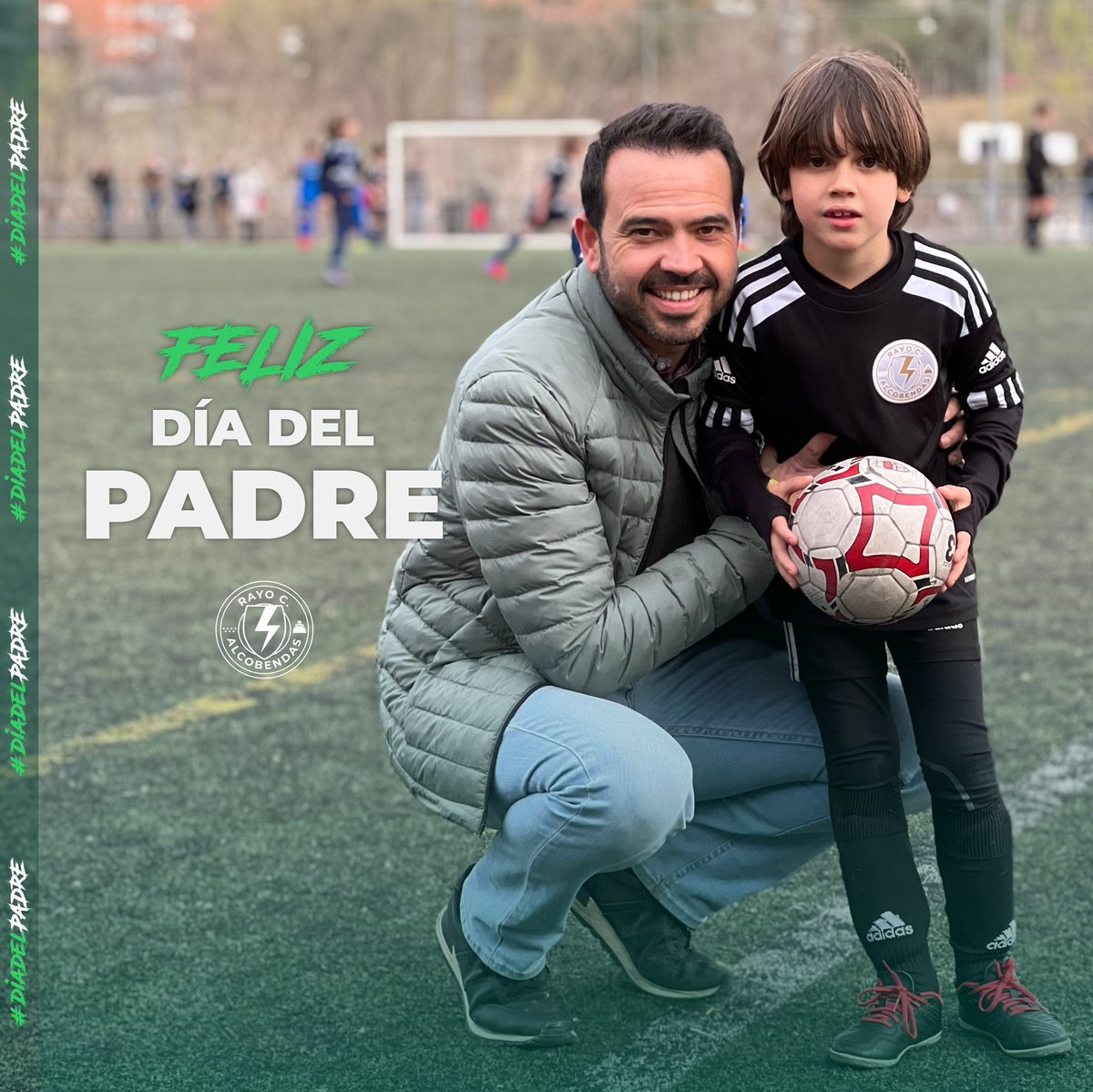 RayoAlcobendas's tweet photo. 👨‍👦‍👦Hoy 19 de marzo se conmemora el Día del Padre ⚡️

Feliz día a todos los padres que nos acompañan a lo largo de nuestras vidas brindándonos sus consejos y su amor incondicional!!! 💚🤍⚽️

#diadelpadre #somosrayo https://t.co/qyKe1Aem3g