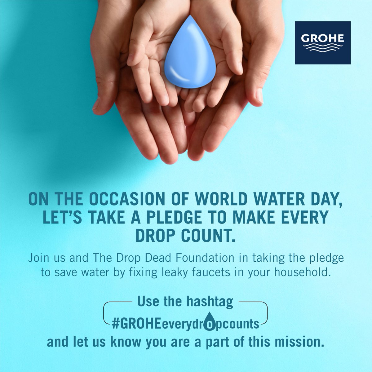 GROHEIN's tweet photo. This world water day, let's take a pledge to make every drop count. #GROHEeverydropcounts https://t.co/F4z0lQnGkL