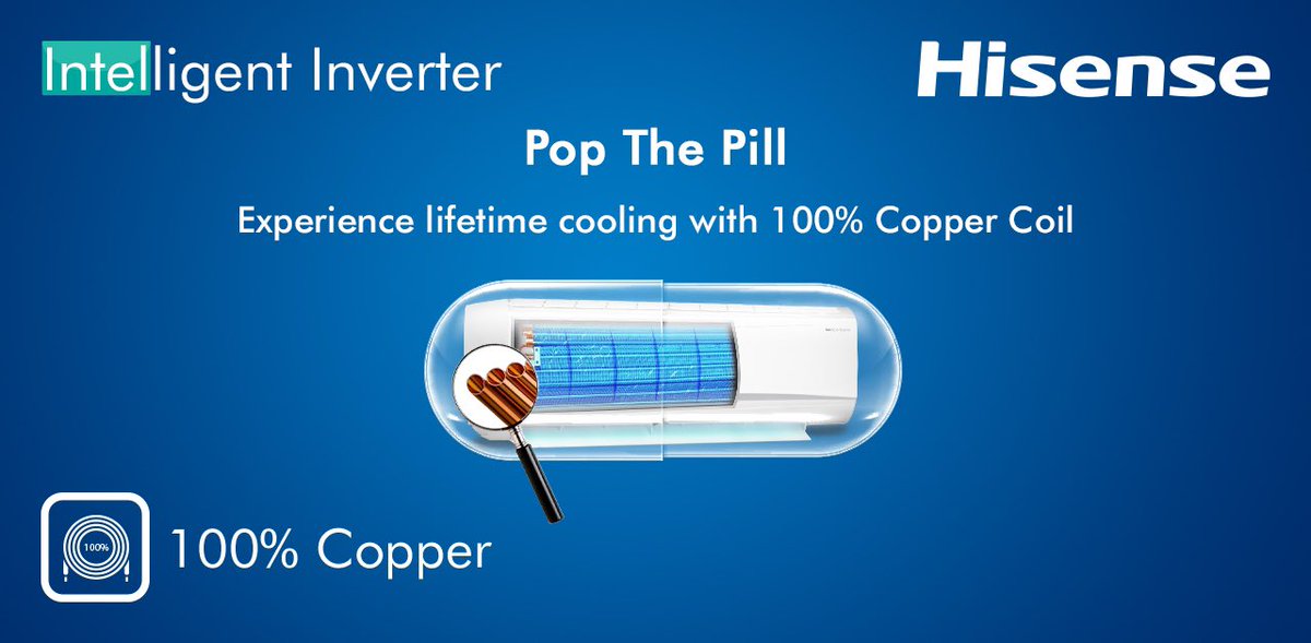 Hisense_IND's tweet photo. 100% Copper > Better Resistance > Better Durability > Better Performance > BETTER LIFE
Shop now!
#Hisense #AC #BeAmazed #Cool #AmbientCooling #CopperAc https://t.co/HpNVAMDDnI
