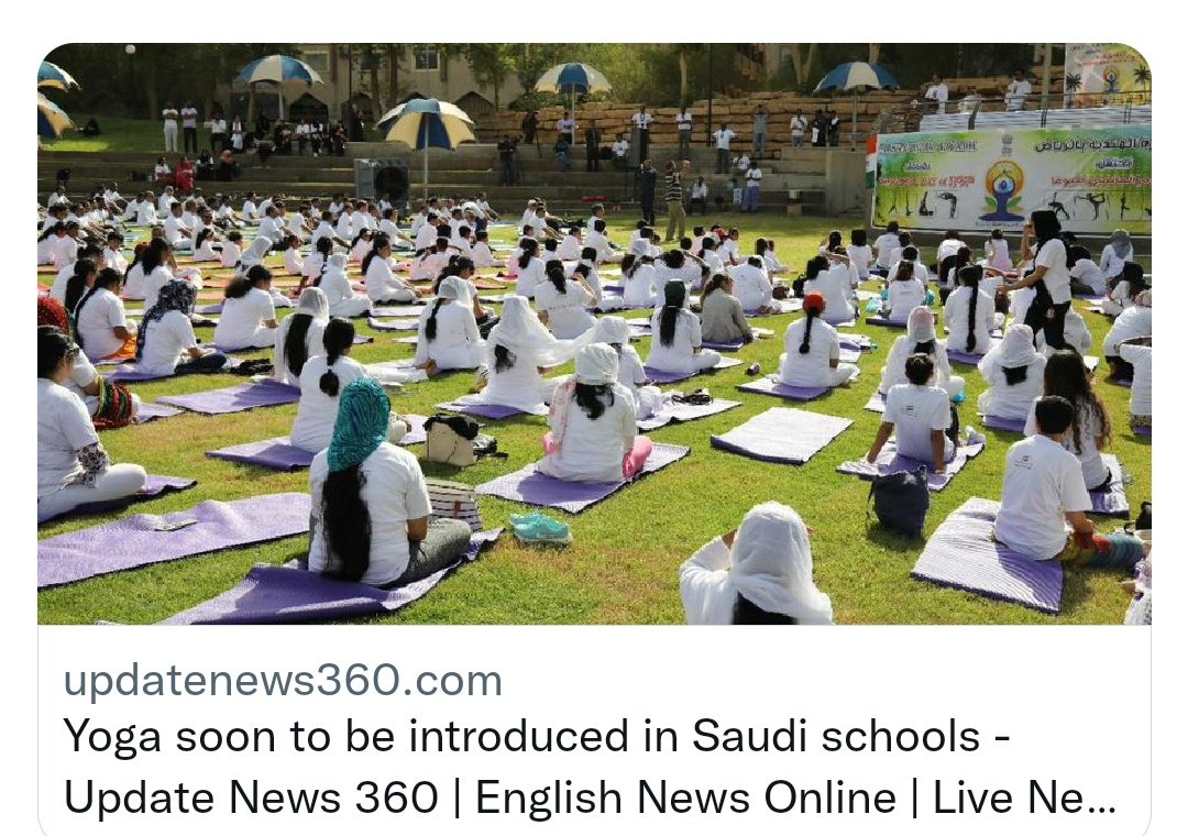 Lucky_VJain's tweet photo. An Islamic Saudi Arabia is introducing Yoga in Schools. But the same thing can't happen in India!
Welcome to SECULARISM 👏👏👏
#Yoga #SaudiYoga https://t.co/0JTjjzkZH2