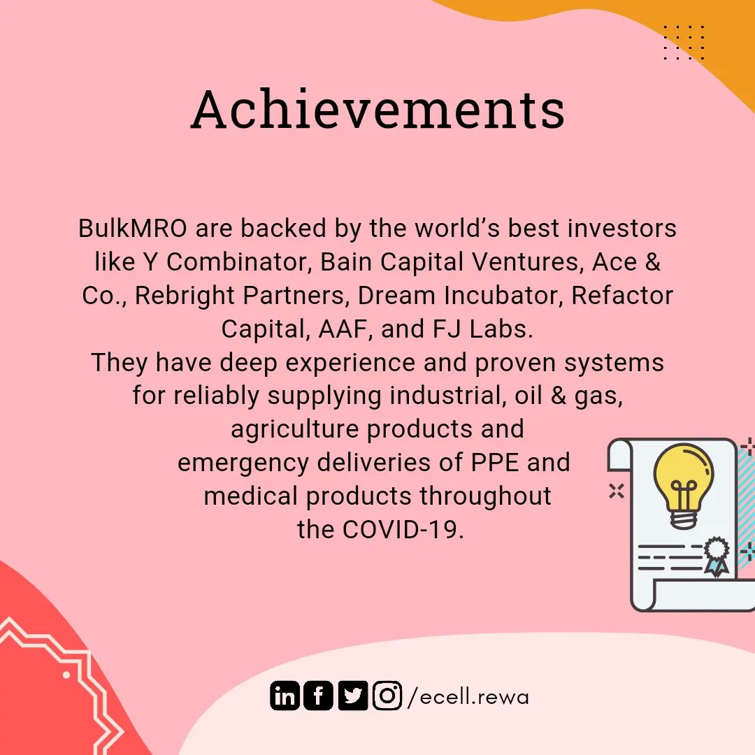 ecell_gecrewa's tweet photo. "SATURDAY START- UP "
@bulkmro 
•
•
•
•
businessfact #businessfacts #business #entrepreneur  #businessmindset #startup #native #wild #forever  #bulkmromarket  #bulkmroindustrialsupplypvtltd #entrepreneurshipcell #indianyouth https://t.co/h4bEVLYE3Z