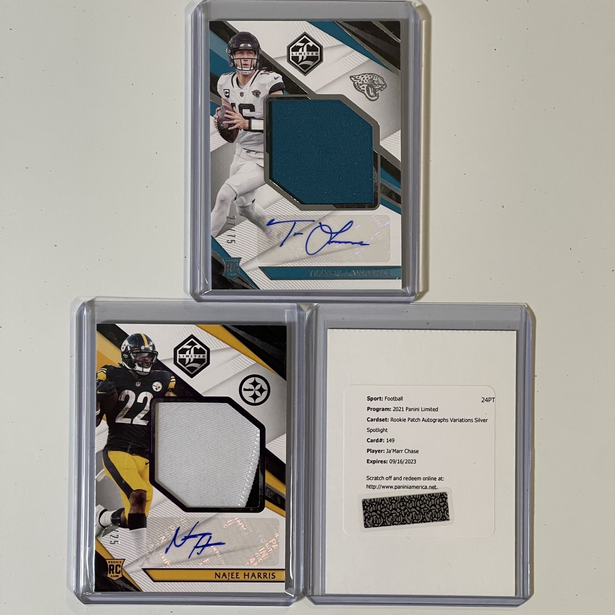 KOscardbreaks's tweet image. A few of Friday night’s Limited Full Case Player Break hits - we’ve got prob our last Prizm EPL break tomorrow, &amp;amp; next weekend off, but we plan to come back strong with some #toppsInception Bsb &amp;amp; Contenders Bsk 🔥 the following weekend! #limitedfootball #thehobby #WhoDoYouCollect