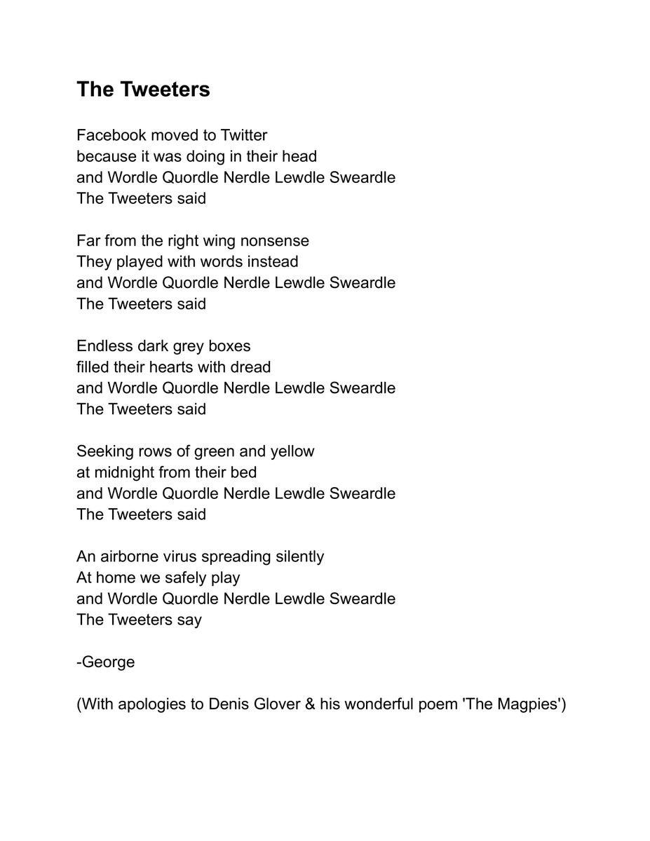 georgeviews's tweet photo. Got inspired to write a small Twitter poem this morning.😀 https://t.co/KPTXNrTl3n