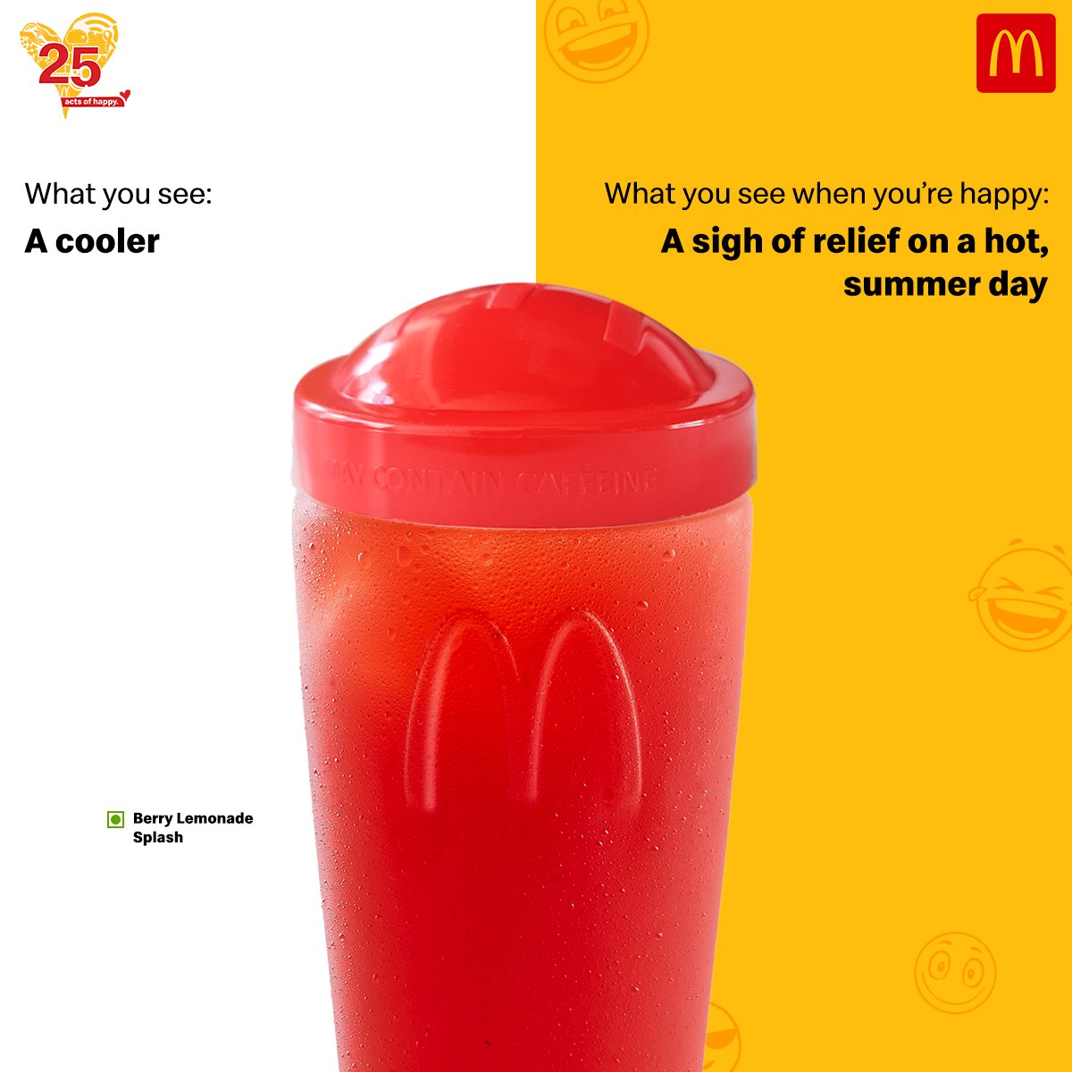 mcdonaldsindia's tweet photo. This #InternationalDayOfHappiness, we’re celebrating with everyone who knows what happiness looks like!
So get your happiness detectors 👀  ready and #StayTuned for the next of our #25ActsOfHappy. https://t.co/4HuT06oMve