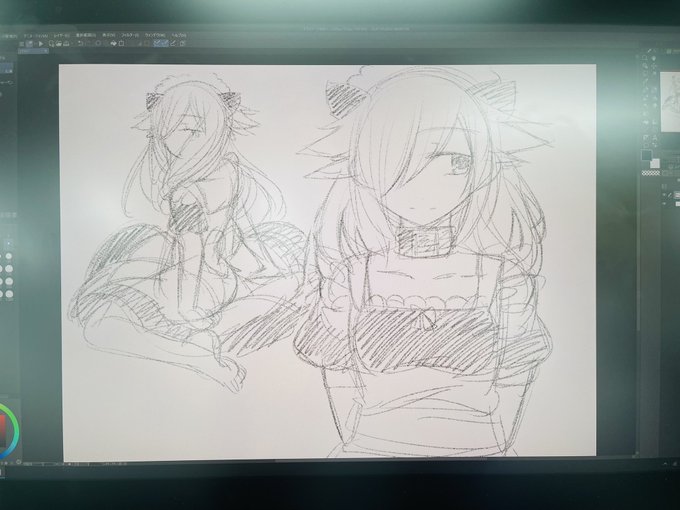 液晶ペンタブの寿命が近そうなので、
32インチの液タブ試し書きしたら
想像以上に大きくて描きやすかった、、
46万円かあー!!財力ーぅ!! 