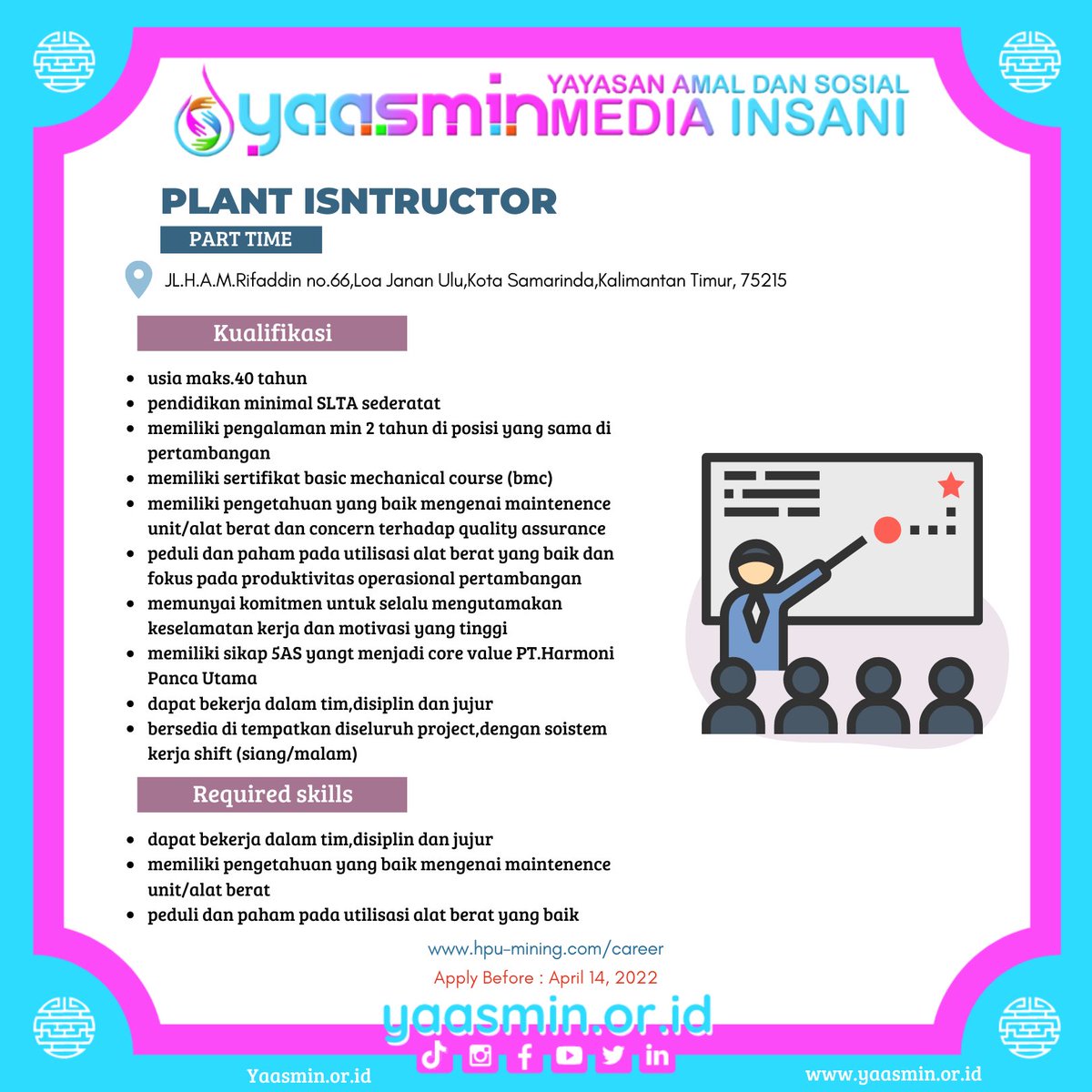 ptsultancom's tweet photo. 📢[CALLING ALL JOBSEEKERS]📢

Hai #SobatYaasmin!🥰
Kali ini kami akan membagikan informasi seputar lowongan pekerjaan loh! Penasaran kan? Yuk dibaca postingan kami sampai habis!🤩✨

Info selengkapnya bisa diakses di https://t.co/ikEVYpf7yL https://t.co/C607J4aU3G