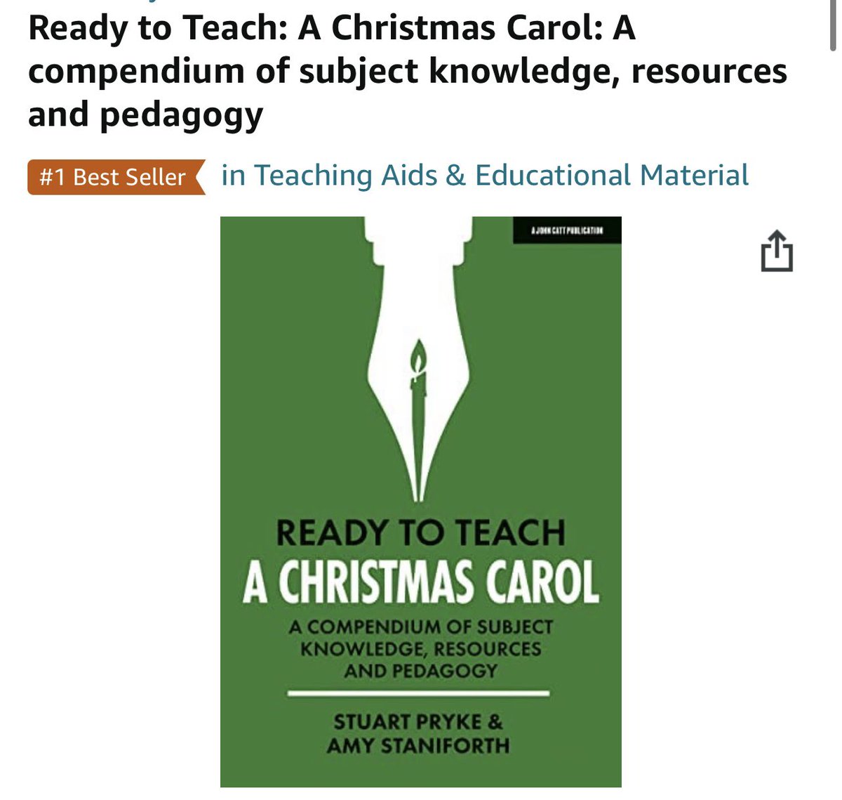 SPryke2's tweet photo. Crikey! Just woke up to find ‘RTT: A Christmas Carol’ has managed to chart at #45 out of all books on Amazon and is #2 in all ‘new releases’ behind David Walliams which is just mind blowing. Thank you all SO much for the kind words &amp; support!  @teachals @Team_English1 @JohnCattEd https://t.co/2673JFCWuR