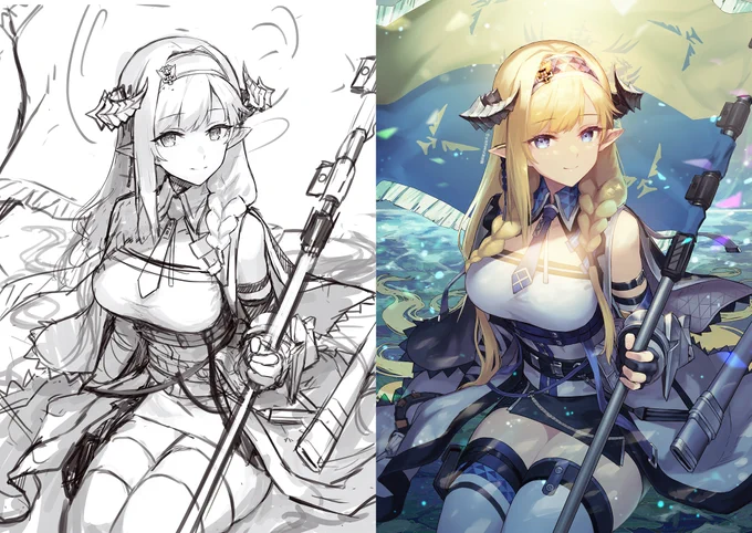 ラフ⇄完成 https://t.co/00EjrvDpiq 