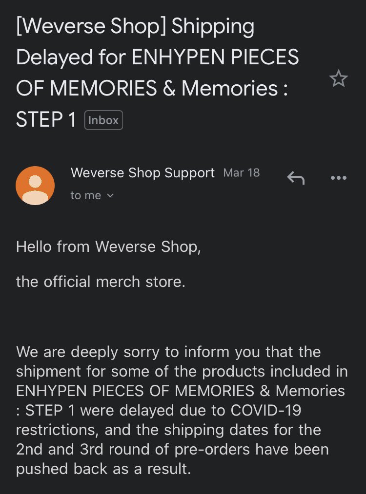 shopseoulmates's tweet photo. ‼️NOTICE FROM WEVERSE‼️
Shipping Delayed for ENHYPEN PIECES OF MEMORIES & Memories : STEP 1 https://t.co/p8USo2Ciok