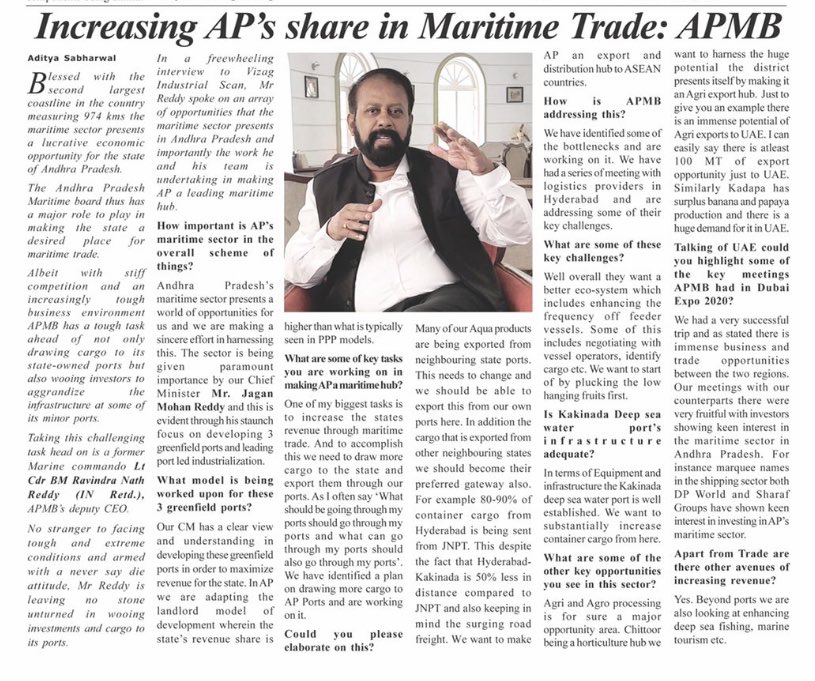 APMB_Official's tweet photo. Andhra Pradesh Maritime Board Dy. Ceo, Lt Cdr BM Ravindranath Reddy interaction with @VizagIndScan https://t.co/mkyJeMlo36