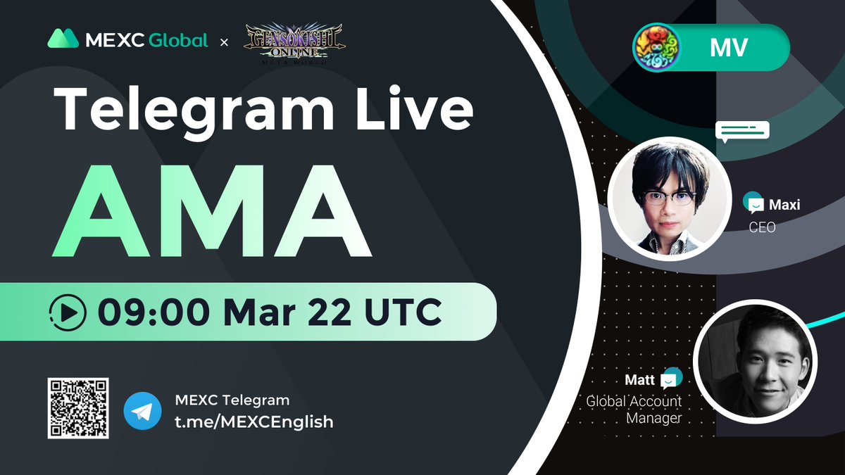 MEXC's tweet photo. Join MEXC AMA with @genso_meta at 9am on Mar 22 UTC in our Telegram group: https://t.co/FwcM9OWyNI

20ppl * 30 $USDT Giveaway:
✅Follow @MEXC_Global  &amp; @genso_meta
✅Like, RT &amp; Tag 3 frds
✅Sign up: https://t.co/JAdx9L3ryE

More $USDT rewards for grabs at the live #AMA 💰💰 https://t.co/PcMMzFw4g5