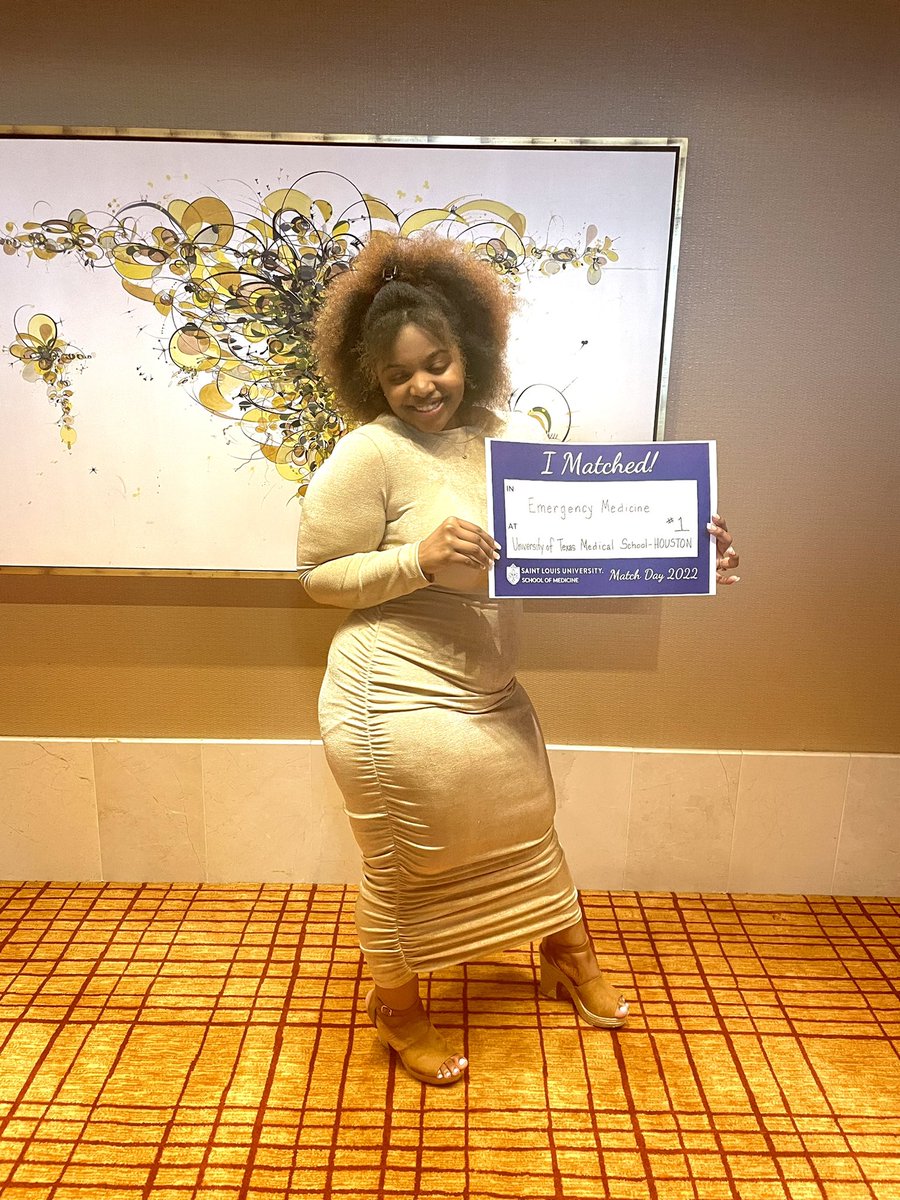 This has been an amazing ride and I am beyond excited to complete my #EmergencyMedicine training in Texas Medical Center at UT Houston! It still doesn’t feel real. Dreams do come true!🥳😍🎉🙌🏾 #match2022 #MatchDay2022 #diditonEM #BlackandMatched #matchED #EMBound
