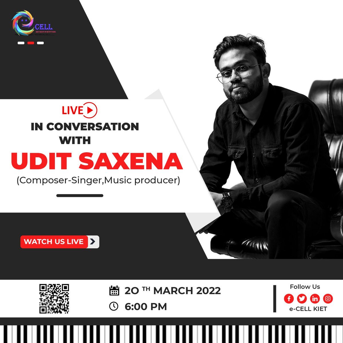 KietEcell's tweet photo. A true artist is not confined to one medium, activity, or skill.
e-Cell presents live in conversation with Mr Udit Saxena.

Mark your calendars for 20 March 2022  to catch him live on our official Instagram page.
Link:https://t.co/E3fesicw3J

#kiet #ecell #live #instagram https://t.co/yWMBrFItb2