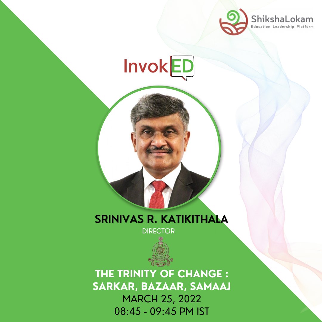 Delighted to host <a href="/SrinivasKat/">Srinivas Katikithala</a> the Director <a href="/LBSNAA_Official/">LBSNAA</a> along with <a href="/ArunMaira/">Arun Maira</a> &amp; <a href="/Agustinporres/">Agustín Porres</a> at the closing discussion where they will lay the ground for a collective action to enable the #education leadership of the country.

Register: bit.ly/3hmvvlR