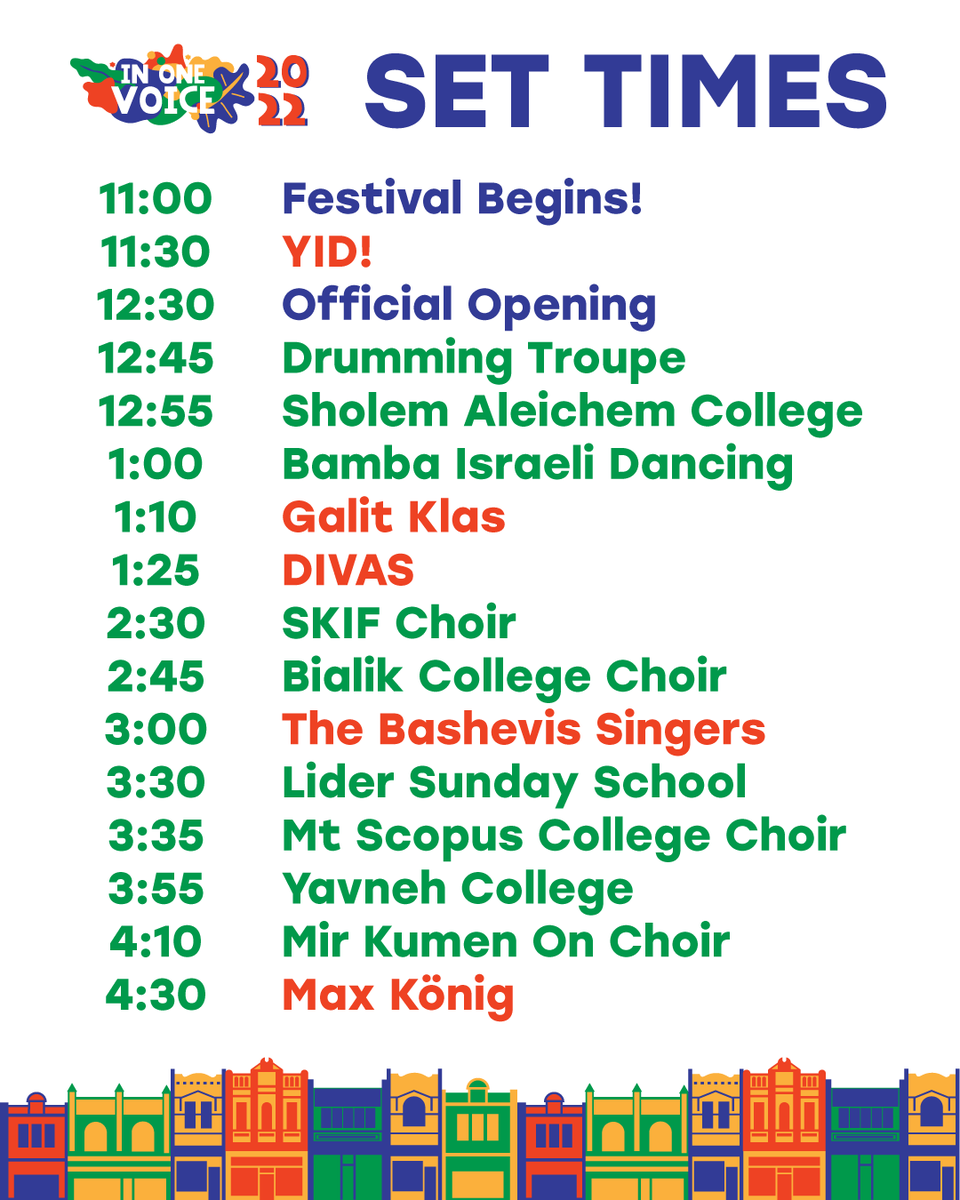 InOneVoiceOZ's tweet photo. Guess what tomorrow is! Yep, it's #InOneVoice22
Come down to Selwyn St, Elsternwick for the biggest celebration of Jewish Melbourne!

#jewishmelbourne #jewishfestival https://t.co/bnQYdSkMDD