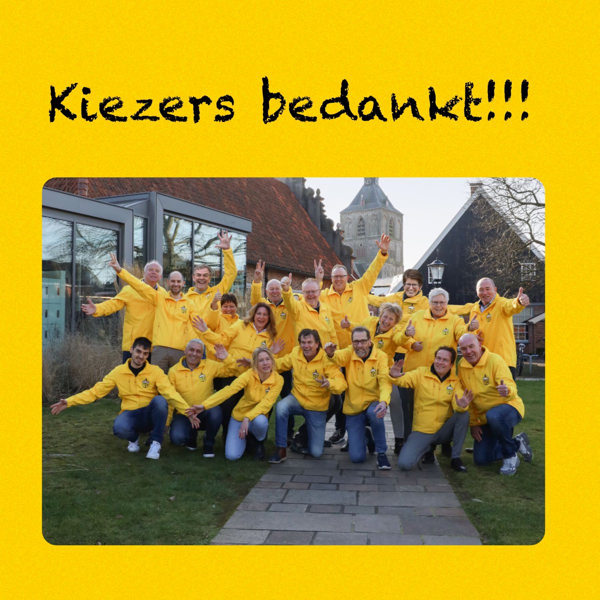 Wij bedanken alle kiezers voor hun stem tijdens de gemeenteraadsverkiezingen!!

Wij zijn wederom als grootste partij uit de gemeenteraadsverkiezingen gekomen en zijn zelfs gegroeid met 2 naar het totaal van 9 zetels!

Wij Geven om Oldenzaal, als het om onze inwoners gaat 💛💙