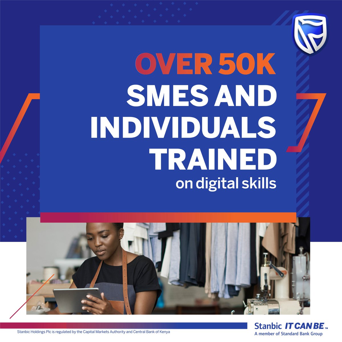 StanbicKE's tweet photo. Stanbic further enhanced education amongst MSMEs through the provision of digital skills training via the Accelerate #FutureNiDigital program that saw over 50,000 entrepreneurs trained and over 400 computers donated to facilitate training.

#StanbicFullYearResults2021 https://t.co/PSgwOG7psD