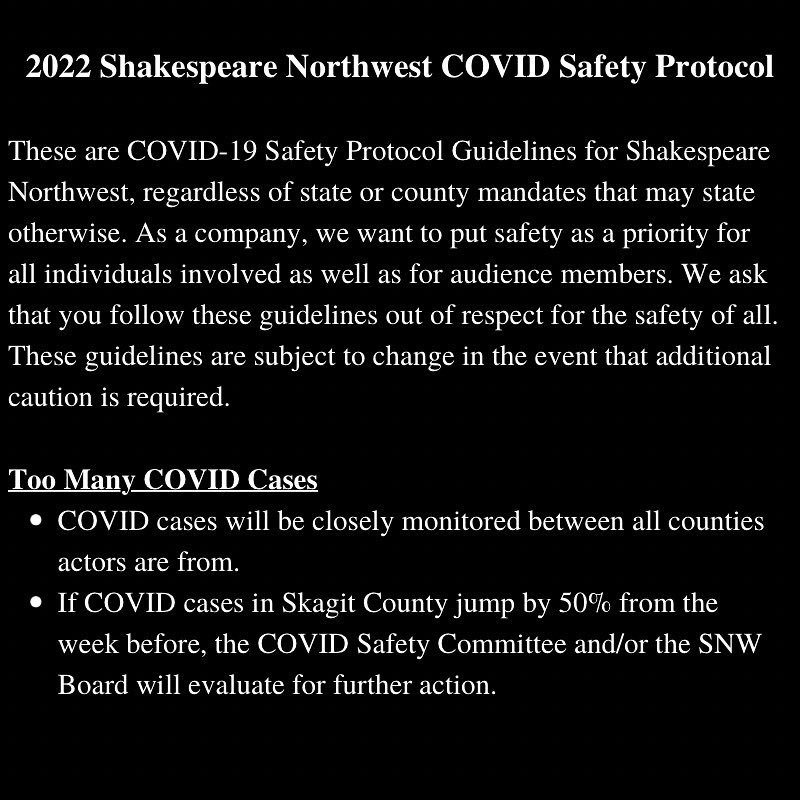 ShakespeareNW's tweet photo. Rest of the COVID policy in the replies! #auditions #shakespeare https://t.co/cBE5vf4Hfn