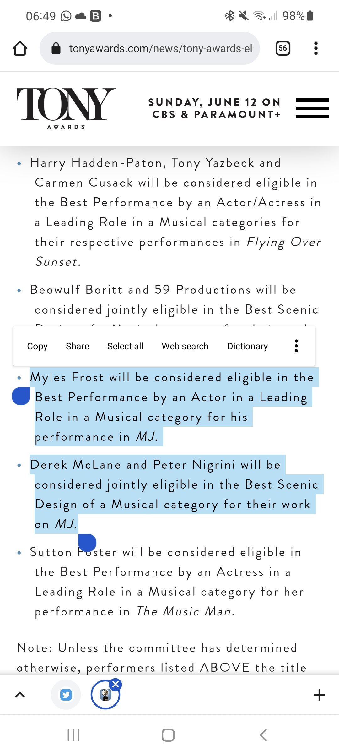 The Tony Awards on Twitter "Eligibility news The TonyAwards