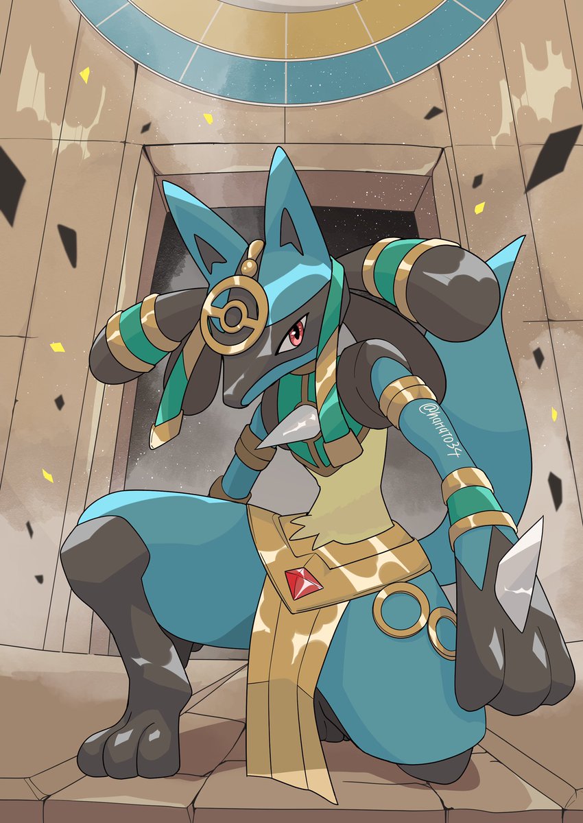 lucario pokemon (creature) solo toes 1other one knee clothed pokemon furry  illustration images