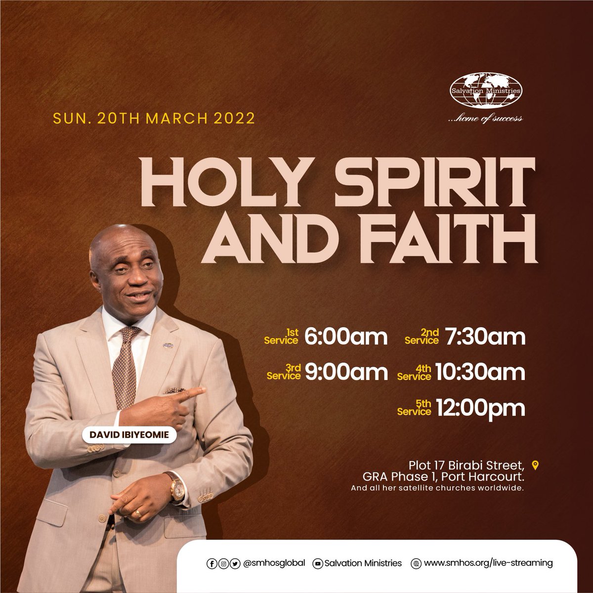 smhosglobal's tweet photo. When the Spirit of Faith overshadows a man, he produces extraordinary results. This Sunday will be awesome, as we learn about the Holy Spirit and Faith. Worship with us live at the Global Headquarters or any of our satellite churches globally. https://t.co/0EeO3dk7CZ