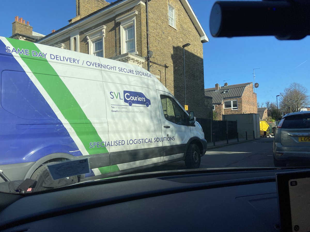 ekyesimira's tweet photo. Selfish driver from @SVL_couriers parking right at the entrance of a road on double yellow lines. This is near a school so kids had to walk around the van and cars couldn’t go past. Shameful! As long as the packages get delivered nothing else matters! https://t.co/9BXZqH9yGa