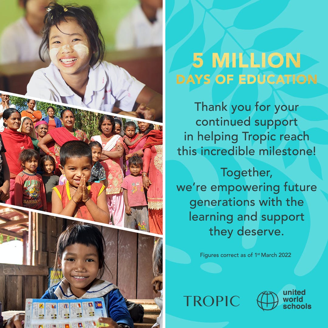 Kezalaaa's tweet photo. We're thrilled to announce that we've hit the incredible milestone of five million days of education through our partnership with UWS.  #tropicskincare #selfcare #skin #makeup #vegan #crueltyfree https://t.co/SIIerpygNc
