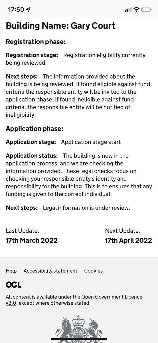 theheebuckb's tweet photo. 1/ .@luhc .@DracorumOrder .@CroydonNbrhoods Has anyone else got a #buildingsafetyfund portal update like this one? 👇 https://t.co/rB8MOZHAhC