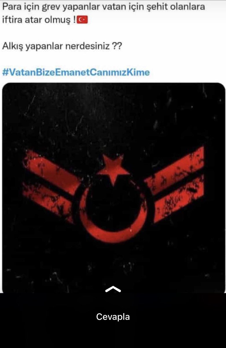 dygudrsn_'s tweet photo. Para için grev yapanlar vatan için şehit olanlara iftira atar olmuş 🤬🤬
#VatanBizeEmanetCanımızKime 
#TahirTarımerTUTUKLANSIN https://t.co/33wT9tVJC3