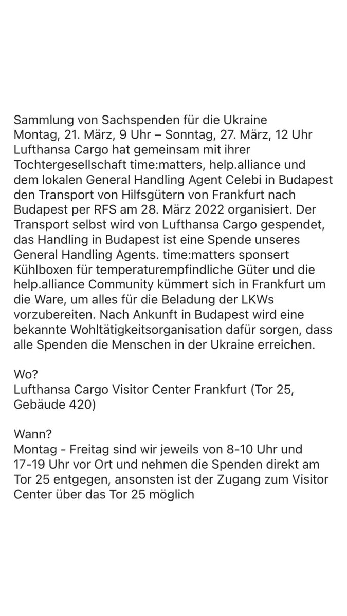 Funker_WoN's tweet photo. #Ukraine #lufthansa Bitte die Abgabezeiten beachten! https://t.co/jon3A4CLZe