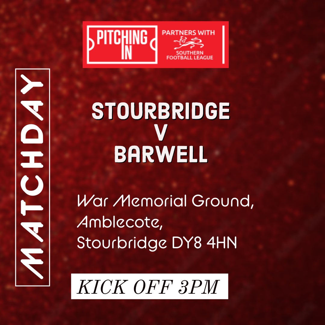 🔴MATCHDAY⚪️

What a lovely day for a game of football, Today we face <a href="/BarwellFC1992/">Barwell FC</a>. 

A collection for Ukraine 🇺🇦 is being held at the ground

🎟 stourbridgefc.ktckts.com