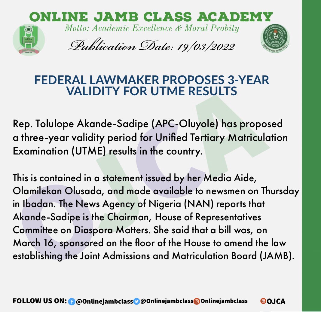Onlinejambclass's tweet photo. #INTENDING POLICIES FOR JAMB: https://t.co/g7dSNgu5TB