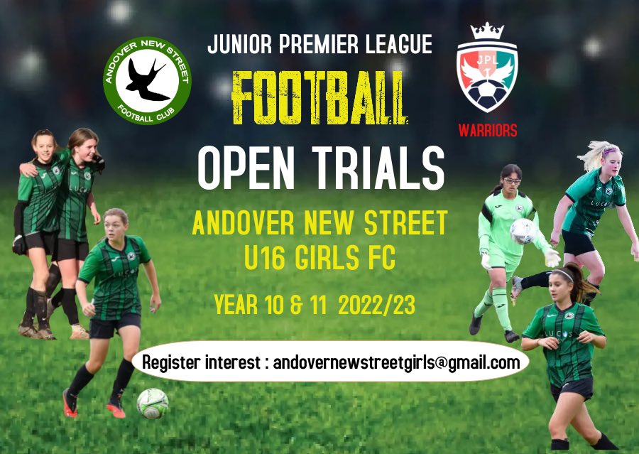 OPEN TRIALS ⚽️⚽️⚽️⚽️ #TeamSpirit #fairplay #gametime <a href="/JPL_WARRIORS/">JPL Warriors 🛡️</a> <a href="/HGYFL1/">Hampshire Girls Youth Football League</a> <a href="/DorsetCFA/">Dorset County Football Association</a> <a href="/WiltsCountyFA/">Wiltshire FA</a> <a href="/nicturpin/">Nic Turpin</a> @andovernslfc