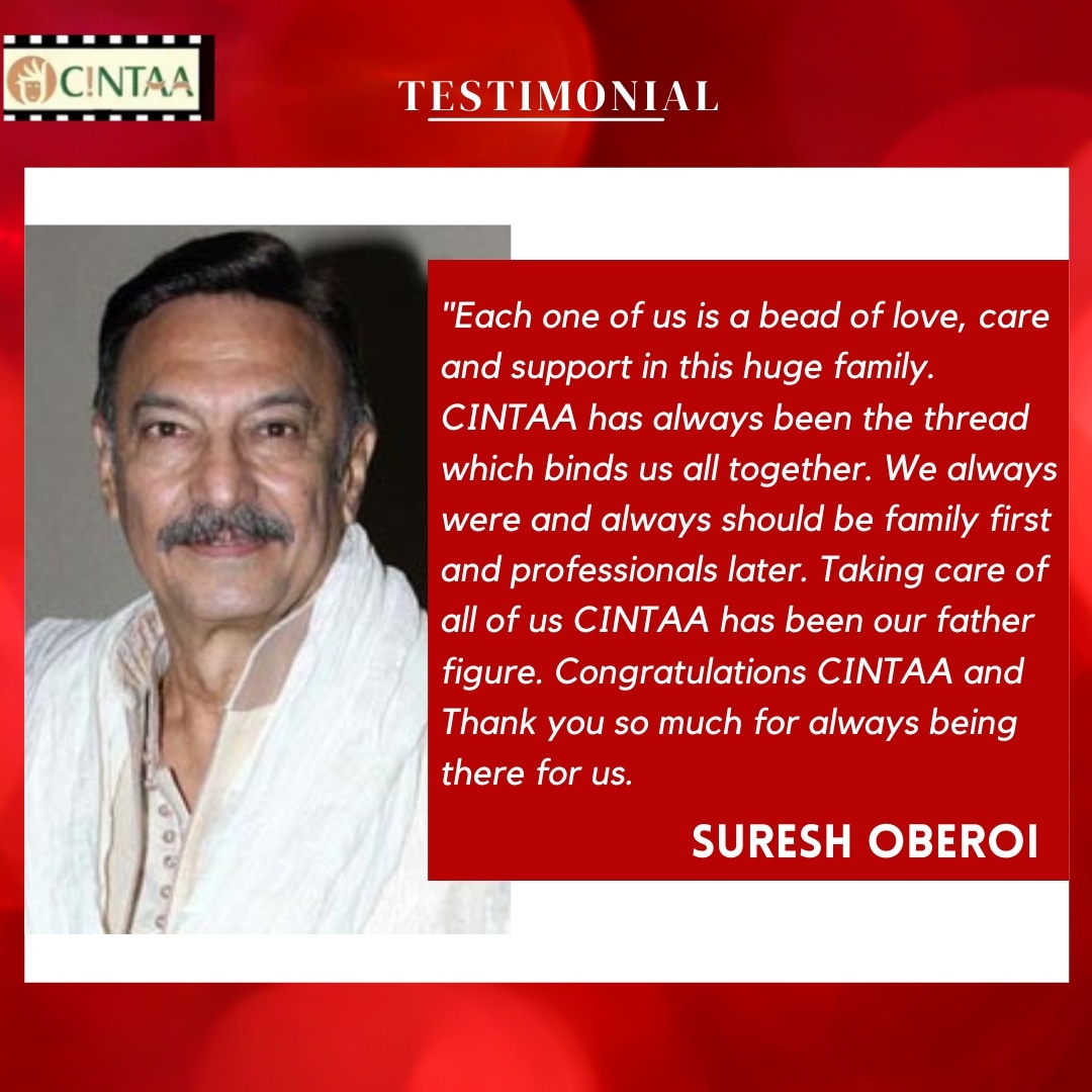 Look what Suresh Oberoiji has to say...

#sureshoberoi #testimonial #Cintaa #cineandtvartistassociation #facts #Artistes #Television #Association #Cinema