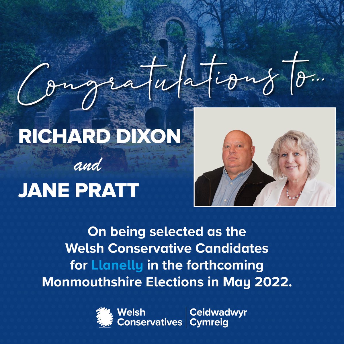 RichardJohnRJ's tweet image. Standing in #Llanelly are Cllr Richard Dixon, Chair of Llanelly Community Council, and @Jane4MCC who has been a really effective and hardworking ward councillor and more recently cabinet member leading our green agenda @MonmouthCA @cwowomen @WalesCWO @WelshConserv