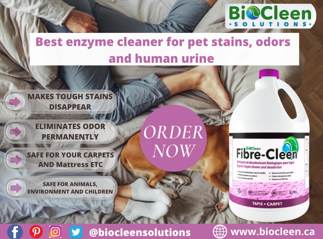 Biocleensoluti1's tweet photo. Best enzyme cleaner for pet stains, odors and human urine
Fibre cleen:
-Makes tough stains disappear
-Eliminates odors permanentaly
-Safe for your carpets and mattress etc
-Safe for animals environment and children
#enzymecleaner #naturalcleaner #odors #humanurine #petstains https://t.co/jdl43XFQiV