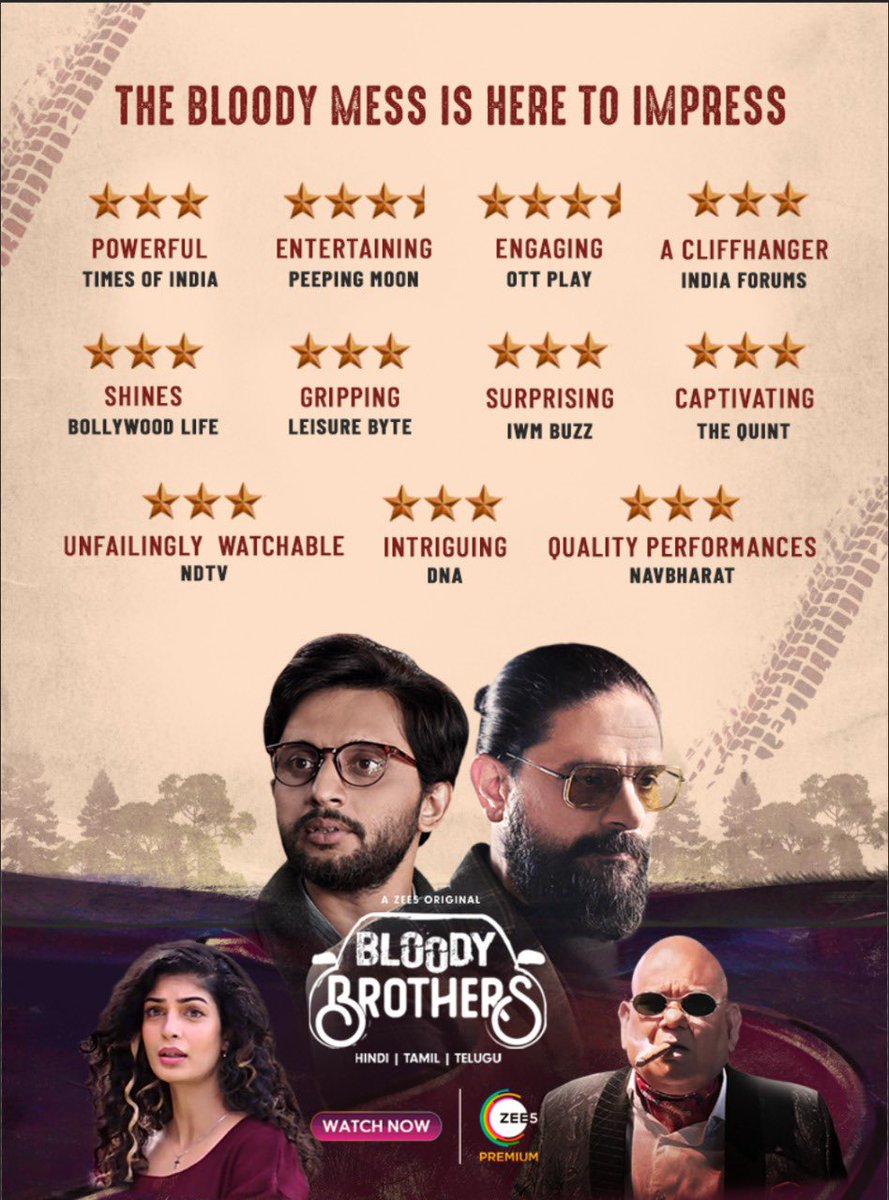 SumitkadeI's tweet photo. #BloodyBrothers steers an entertaining ride of suspense and thrill. Truly a must watch series on #ZEE5 #Holi @ZEE5India @JaideepAhlawat @Mdzeeshanayyub https://t.co/eK3RtvMczV