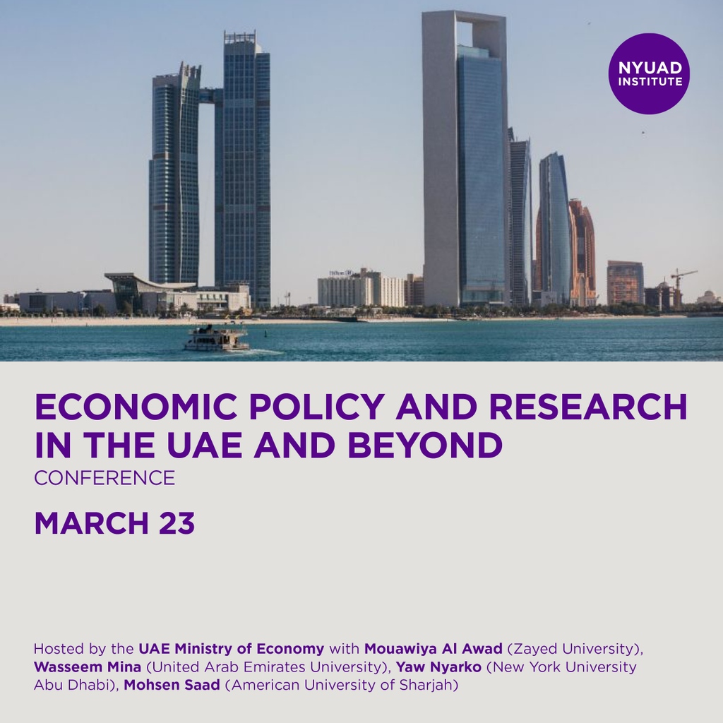The Institute at NYUAD | المعهد (@nyuadinstitute) on Twitter photo The “Economic Policy and Research in the UAE and Beyond” Conference is sponsored by the United Arab Emirates (UAE) Ministry of Economy working with a consortium of four universities – <a href="/AUSharjah/">American University of Sharjah</a>
<a href="/NYUAbuDhabi/">NYU Abu Dhabi</a> <a href="/UAEU_NEWS/">جامعة الإمارات العربية المتحدة</a> and <a href="/Zayedu/">Zayed University</a>
Learn more:
l8r.it/wQHK The “Economic Policy and Research in the UAE and Beyond” Conference is sponsored by the United Arab Emirates (UAE) Ministry of Economy working with a consortium of four universities – <a href="/AUSharjah/">American University of Sharjah</a>
<a href="/NYUAbuDhabi/">NYU Abu Dhabi</a> <a href="/UAEU_NEWS/">جامعة الإمارات العربية المتحدة</a> and <a href="/Zayedu/">Zayed University</a>
Learn more:
l8r.it/wQHK