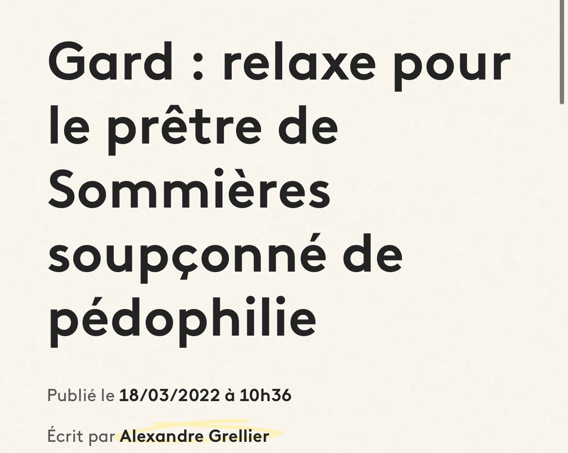 arnaud_gallais's tweet photo. 📣 Relaxe pour le prêtre soupçonné de  #pedocriminalité✅

Ah j’oubliais il avait déjà été déjà condamné pour « corruption de mineurs » trois ans de prison dont 18 mois avec sursis pour des faits remontant à 2016!

Dieu merci il officie toujours! 

📌 https://t.co/hyMN9rSmGu https://t.co/H91F7weVKB