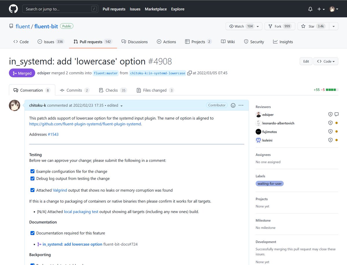 java_shit's tweet image. Fluent Bit v1.9.0 がリリースされていた🎉
systemd プラグインに送ったパッチも無事入った😊
fluentbit.io/announcements/…
github.com/fluent/fluent-…