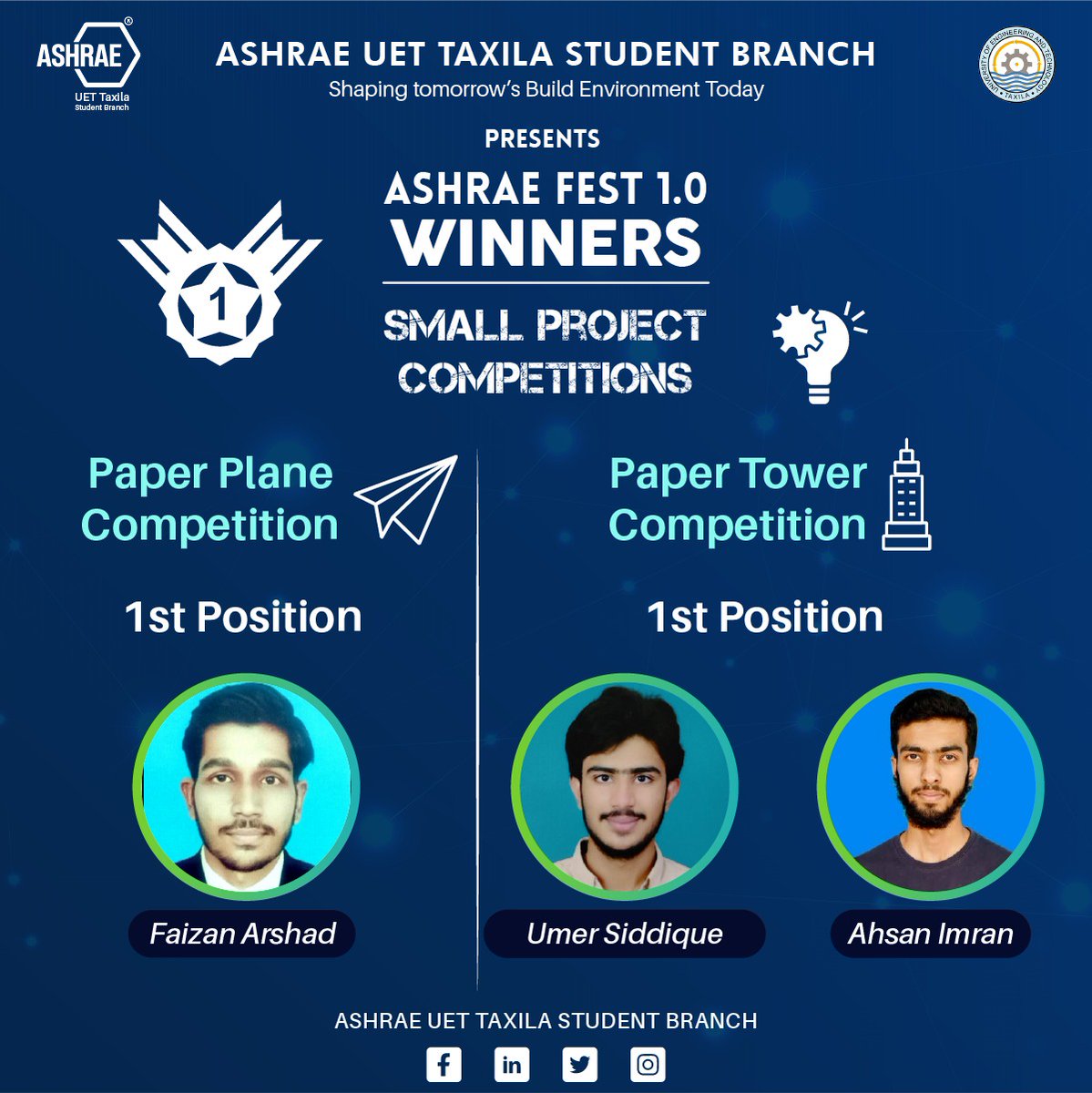 UetBranch's tweet photo. It is a pleasure to announce that ASHRAE UET TAXILA STUDENT BRANCH successfuly conducted #_ASHRAE_FEST_1.0 during the sports week. https://t.co/PKCbWyV512