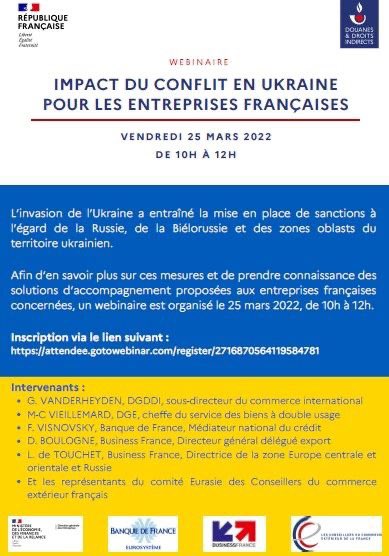 morvan_maelle's tweet photo. 🌏[webinaire] Votre entreprise est impactée par les sanctions mises en œuvre à l’égard de la Russie, de la Biélorussie et des zones oblasts du territoire ukrainien ? 
📅Le 25/03,  par les #douanes pour les mesurés et les solutions d'accompagnement. https://t.co/xu2AvEQGuN