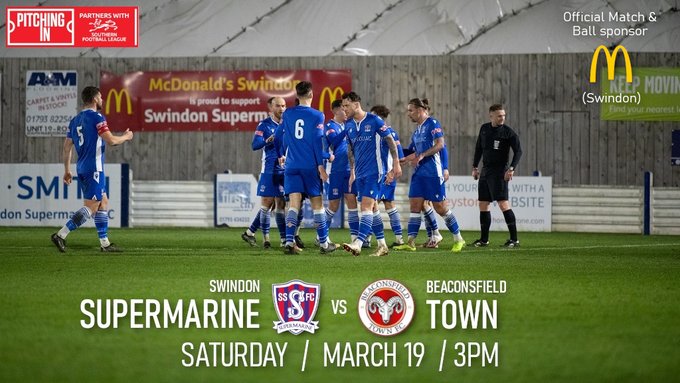 Any @swindontownfans not heading to Crawley but need your footie-fix? We'd love to see you at the sunny   Webbswood Stadium as @SupermarineFC take on @BeaconsfieldFC